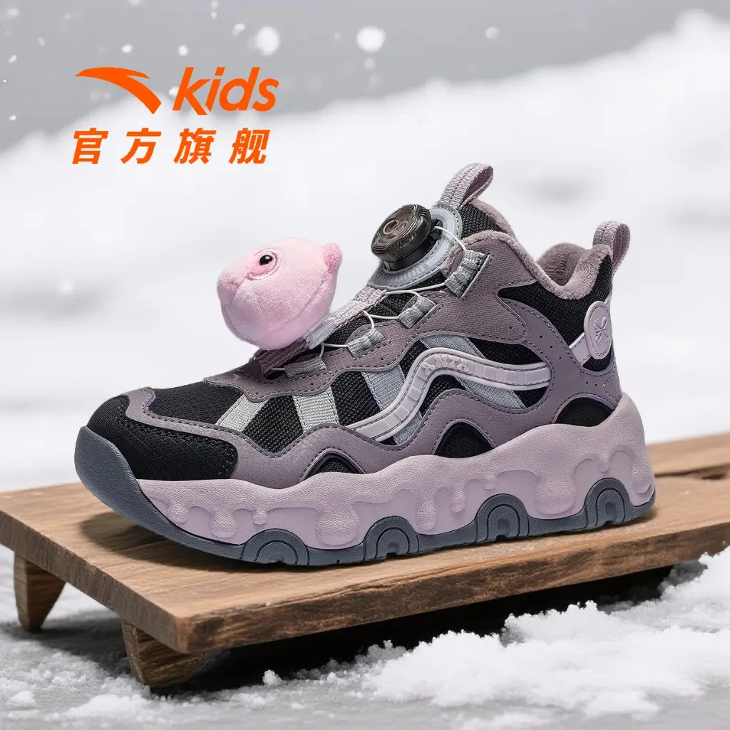 【双12钜惠】安踏儿童雪地靴女大童防滑耐磨长绒升温保暖儿童棉鞋