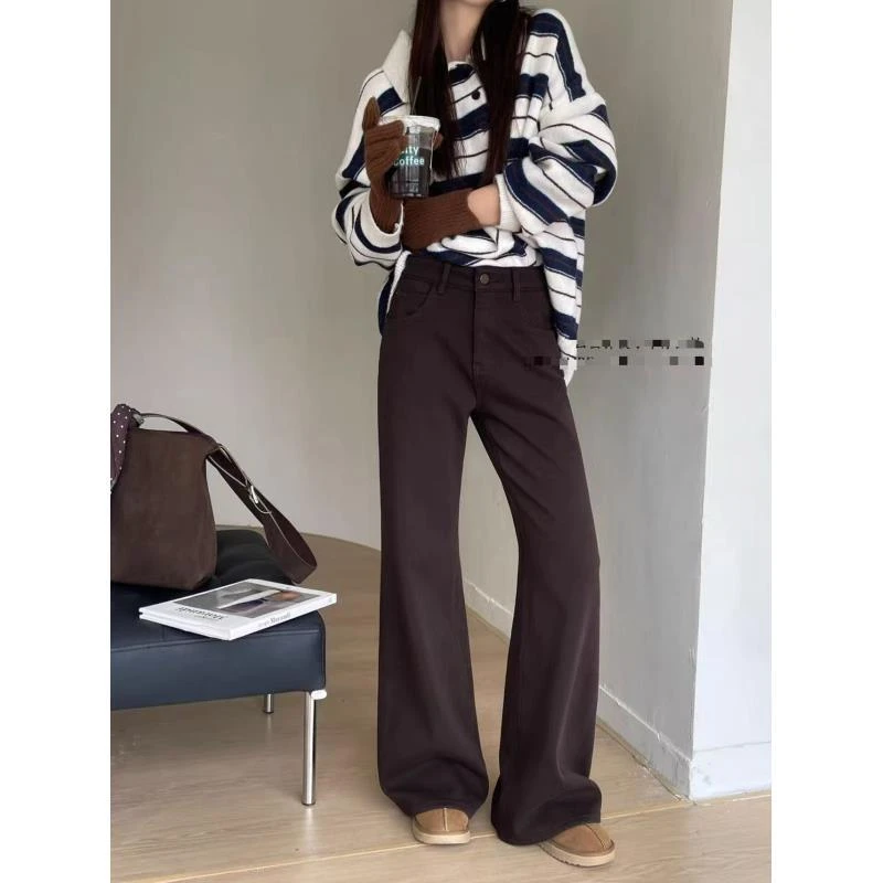 KK 加绒 G392 早冬咖色显腿长直筒喇叭！时髦天菜，穿上绝绝子！