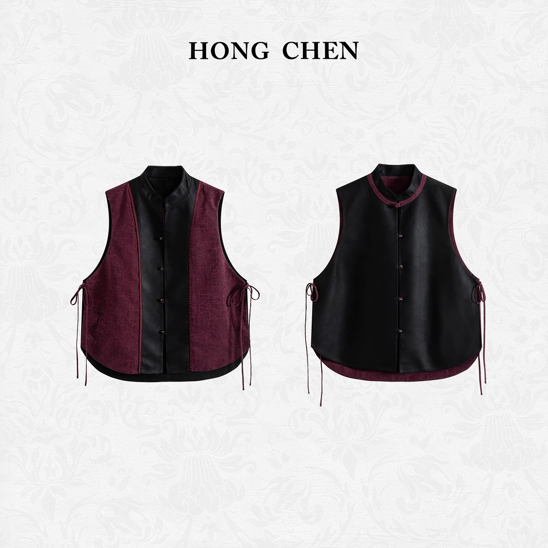 【虹辰·双面香云纱羊皮】高端气质马夹高级时尚优雅百搭休闲-HC1565