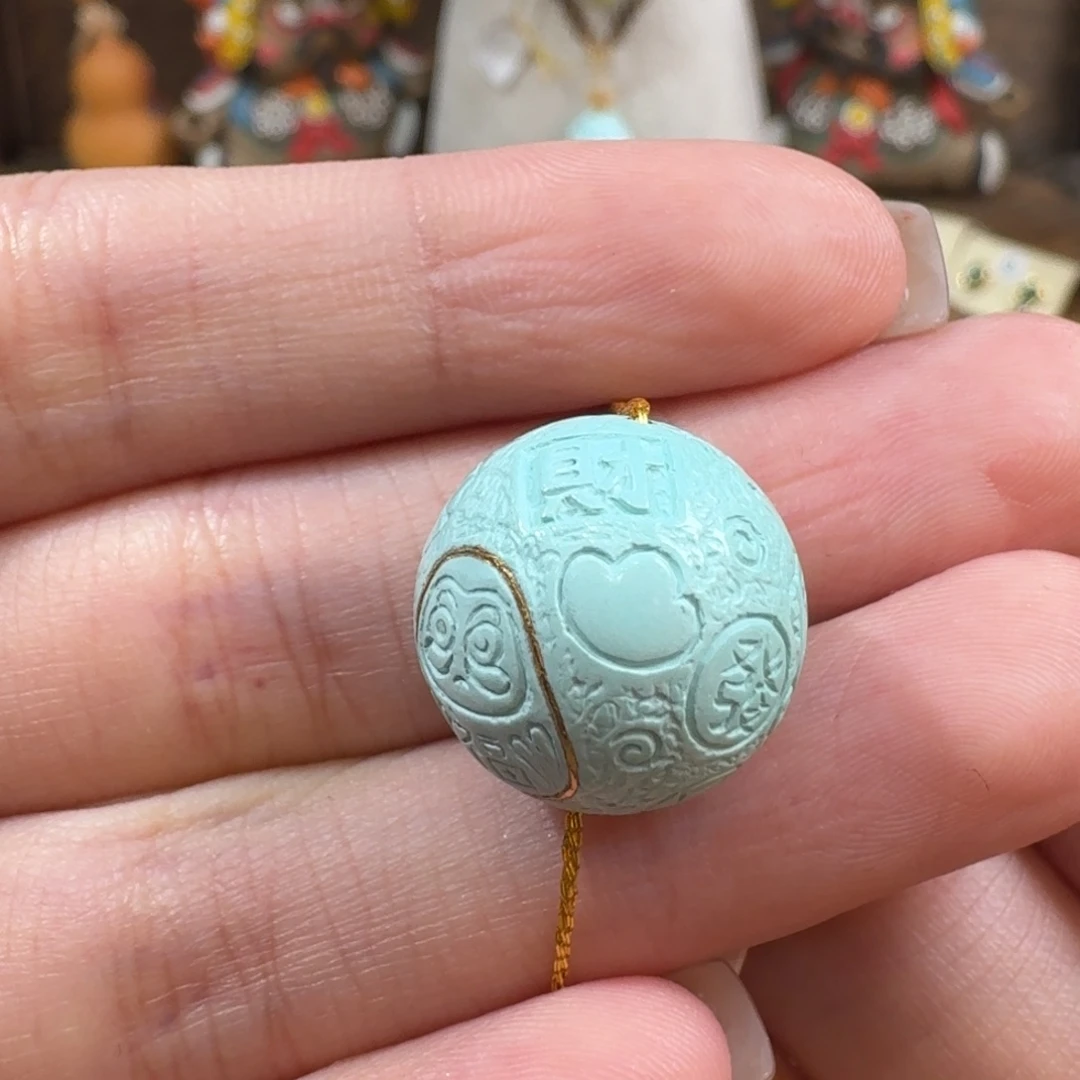 未镶嵌绿松石珠宝半成品吉言珠16mm