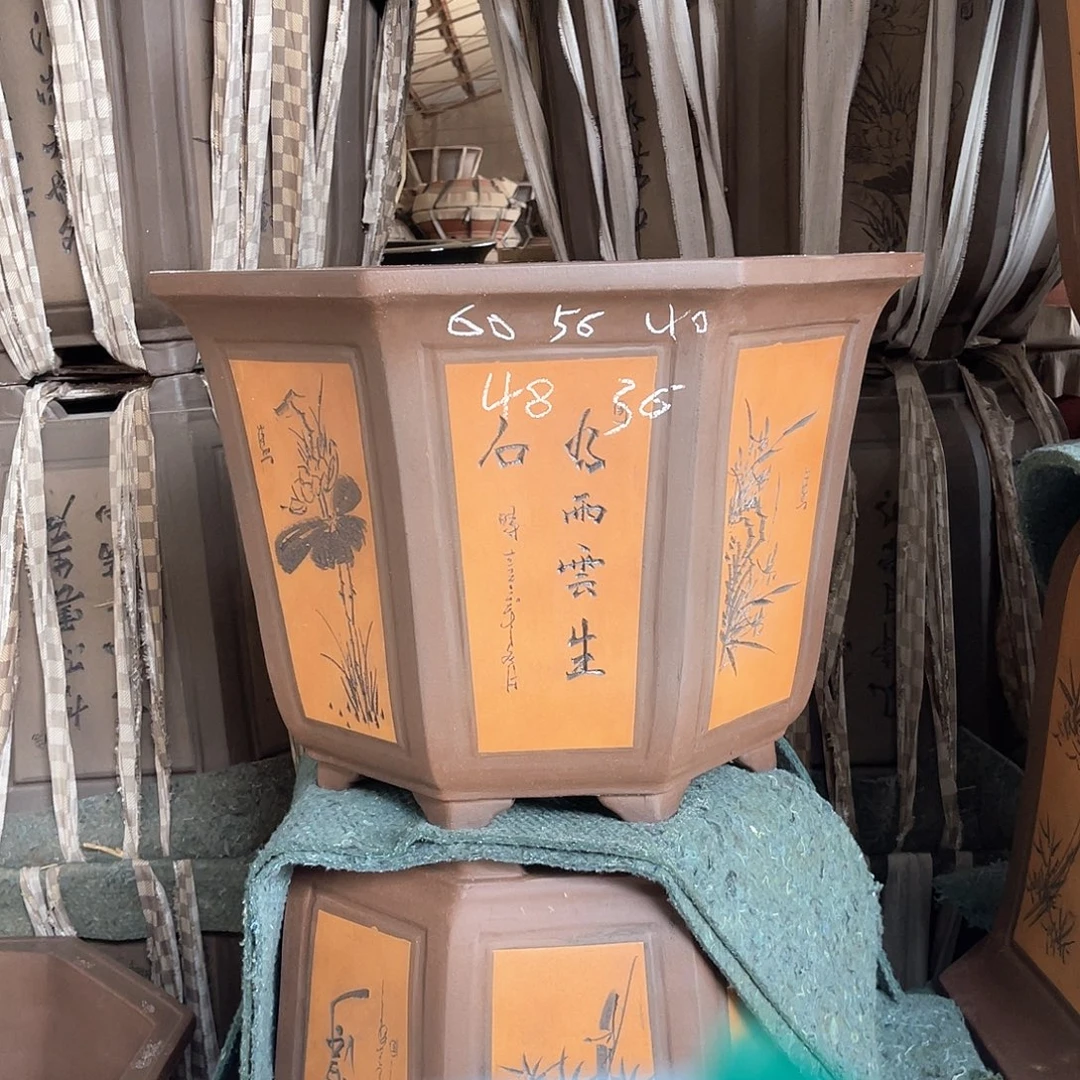 紫砂花盆大高八方盆一个