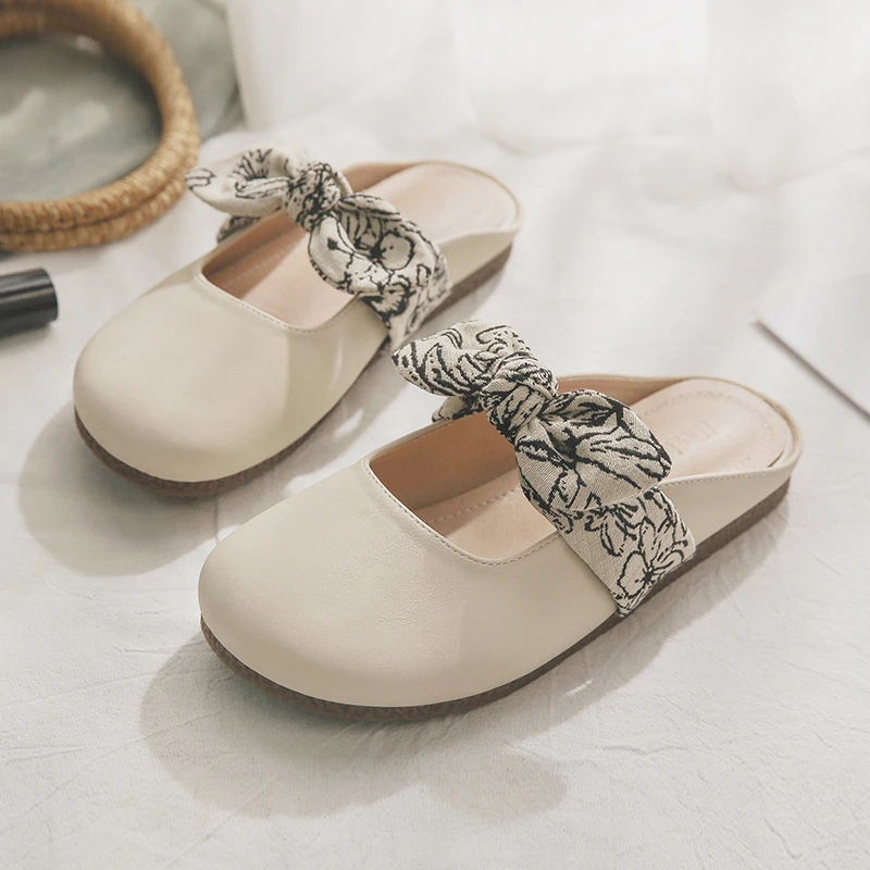 羊皮版~夏季无后跟懒人晚晚法式绝美包头半拖鞋女夏外穿2025新款