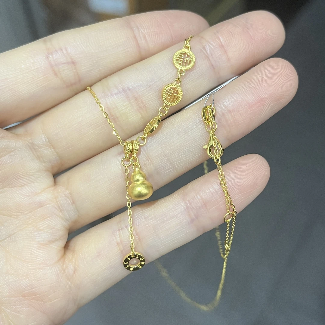 葫芦福牌套链   足金999 福禄套链