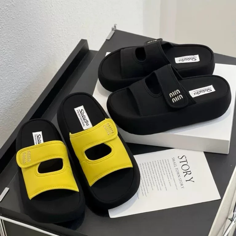 【孟孟推荐】a121，魔术贴厚底松糕拖鞋20106