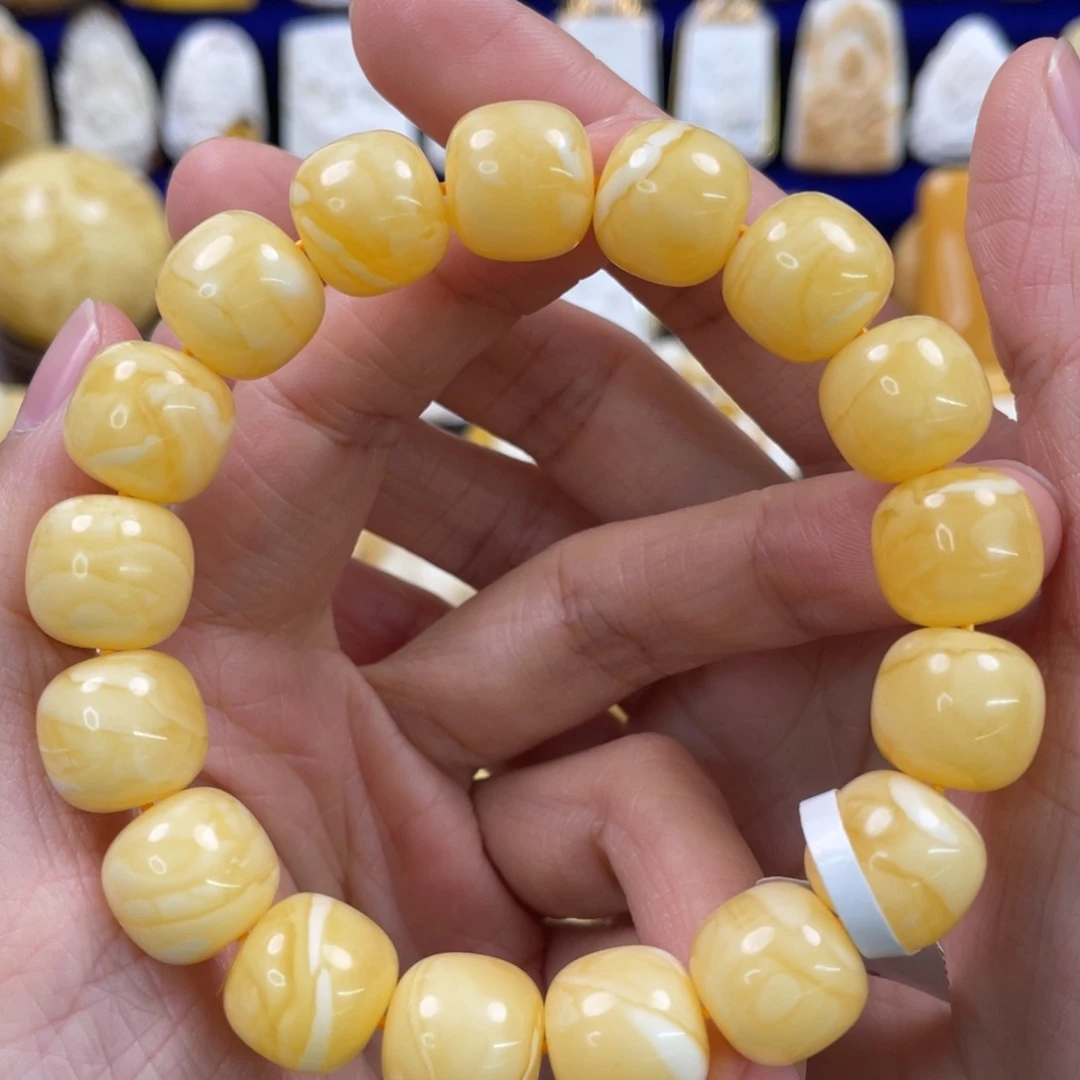 蜜蜡裸石未镶嵌琥珀蜜蜡手串卡13mm