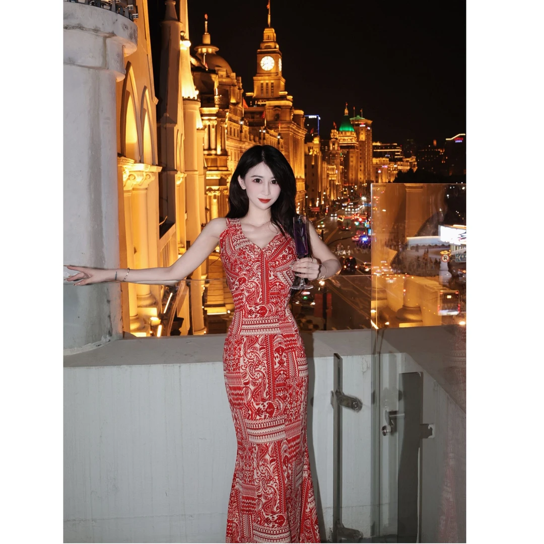 【暖暖】鎏金恋人 夏季新款法式高级设计感显瘦收腰连衣裙-CY0572