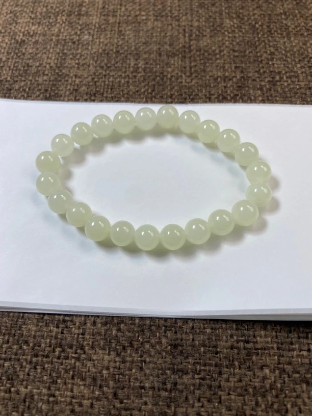 和田玉女士暖色白玉手串素圈百搭轻奢