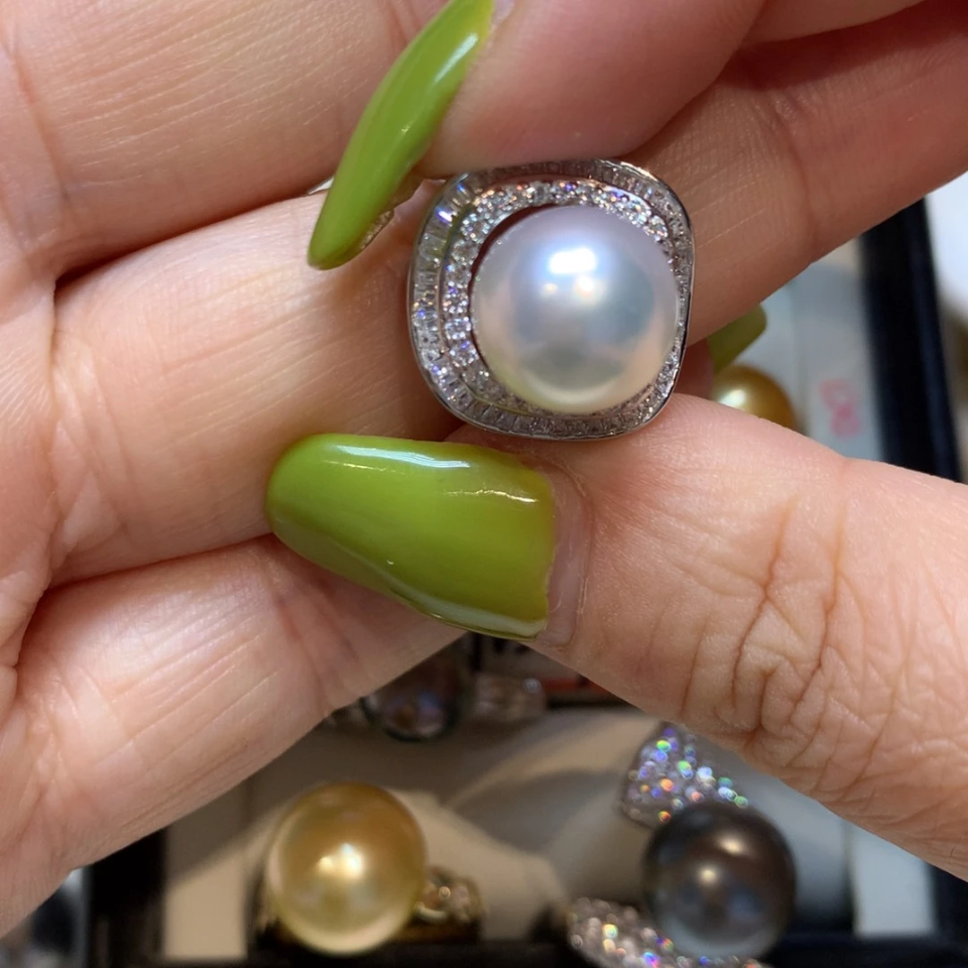 海水珍珠戒指银S925镶嵌