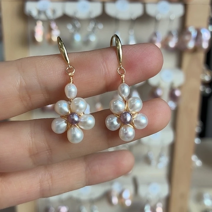 银S925镶嵌耳饰淡水珍珠