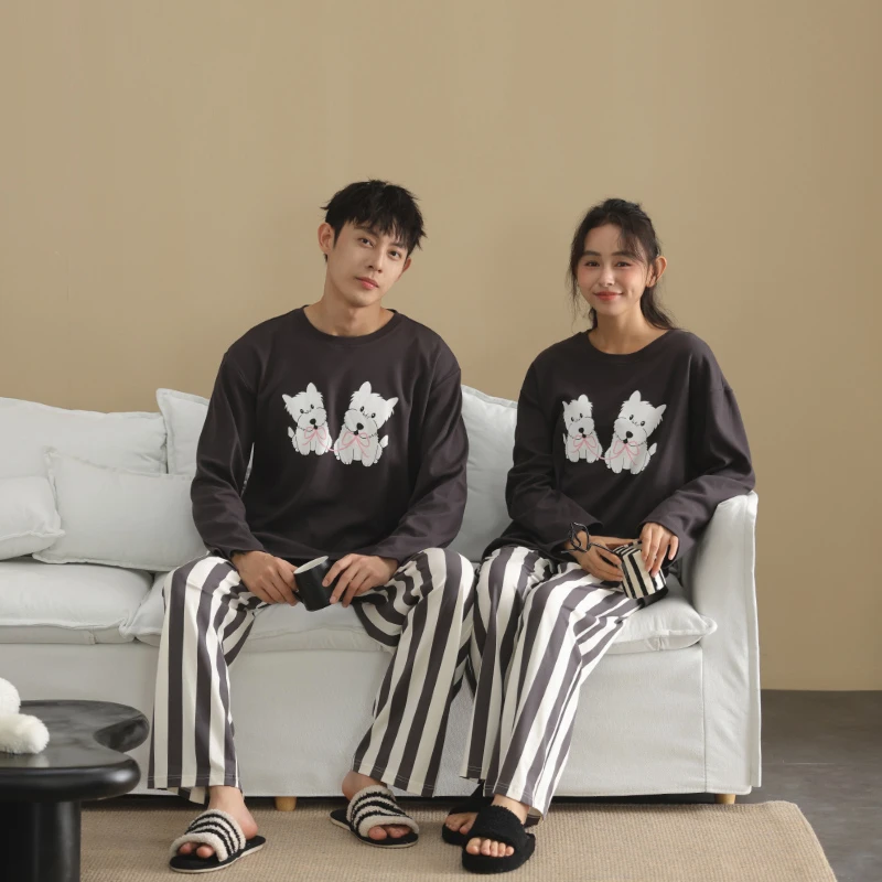 【美家臣】情侣睡衣男女春秋款针织棉长袖长裤套装新款卡通家居服