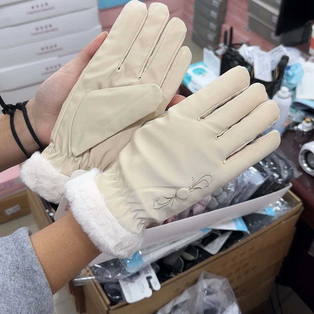 布艺非金属A08米色女士防水手套1双