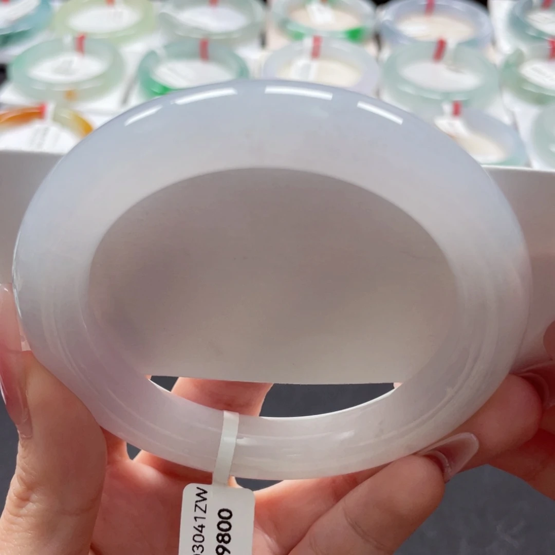 【闪购商品】翡翠手镯未镶嵌62大胖圆皎洁白净白月光21号