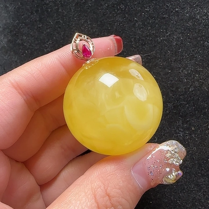 蜜蜡珠宝奇石18K金镶嵌33