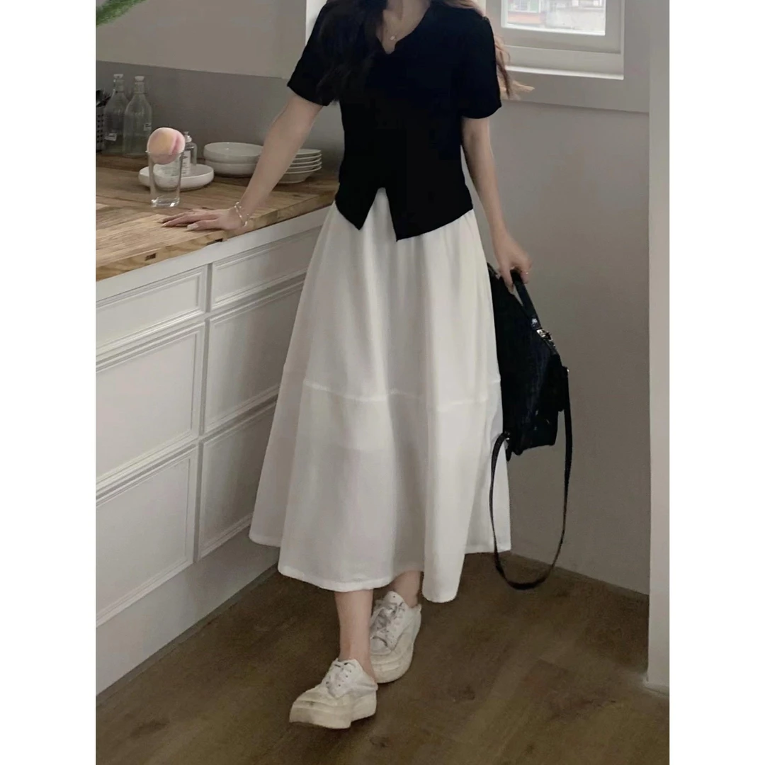 法式轻熟风盐系穿搭上衣两件套装连衣裙子