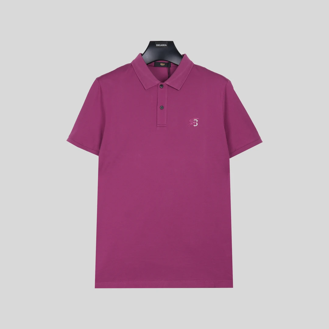 F&MPOLO衫桑蚕丝春夏男款刺绣翻领上衣时尚百搭短袖简约夏季纯色