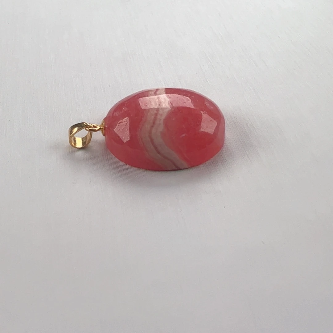 菱锰矿（红纹石）银S925镶嵌吊坠(赠链)