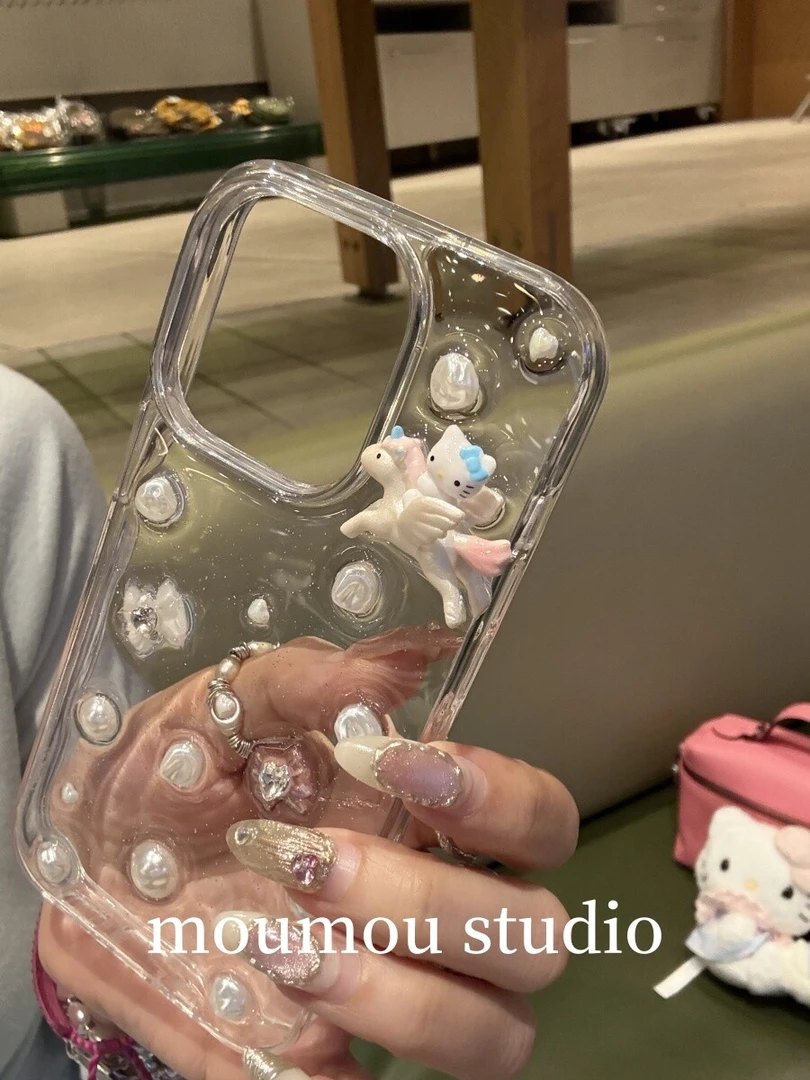 透明滴胶立体kt猫咪适用iphone16promax苹果15手机壳14新款13少女