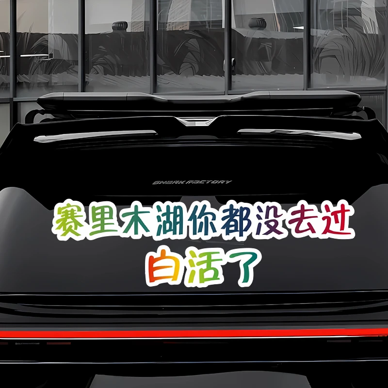 赛里木湖你都没去过白活了汽车个性贴纸网红语录车贴车身后玻璃贴