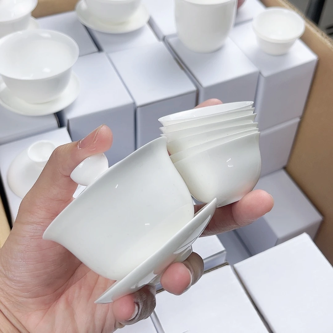 【闪购商品】100+6玉兰个杯骨瓷超薄胎套装