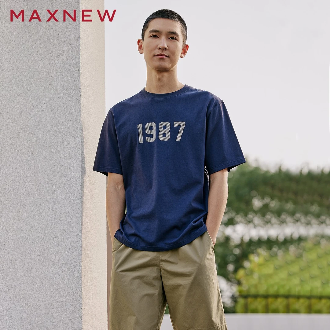 马恩MAXNEW2025夏季新款男装印花短袖t恤时尚潮流男1P2111217