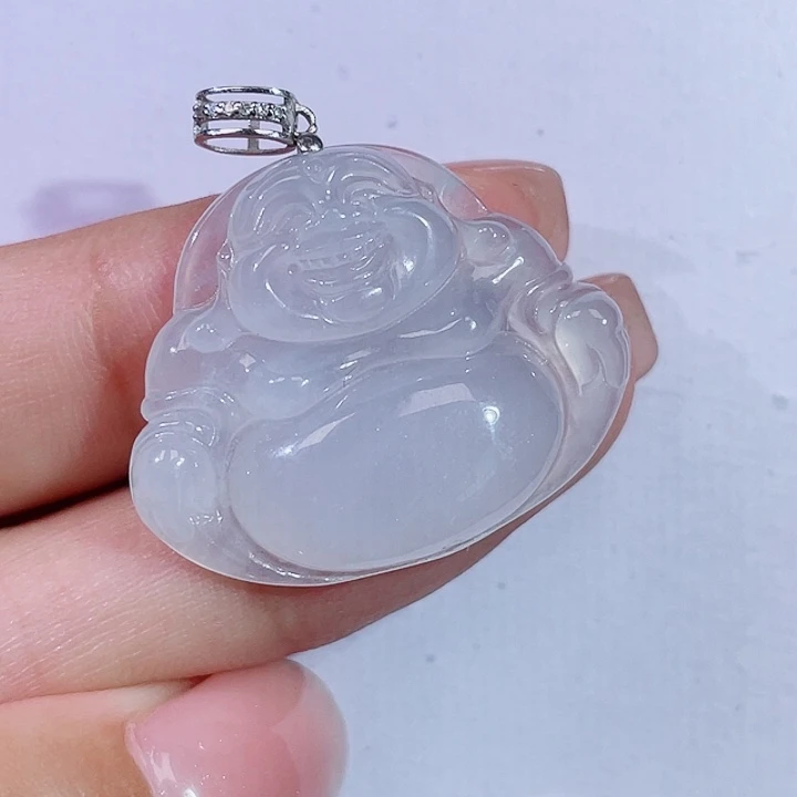 翡翠18K金镶嵌颈饰佛公