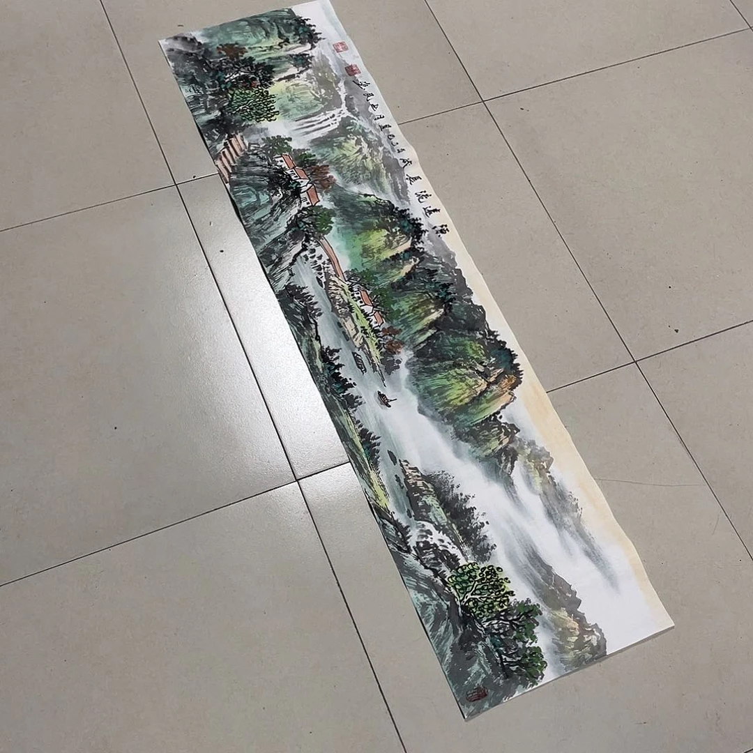 国画四尺对开136.35画芯 捡漏