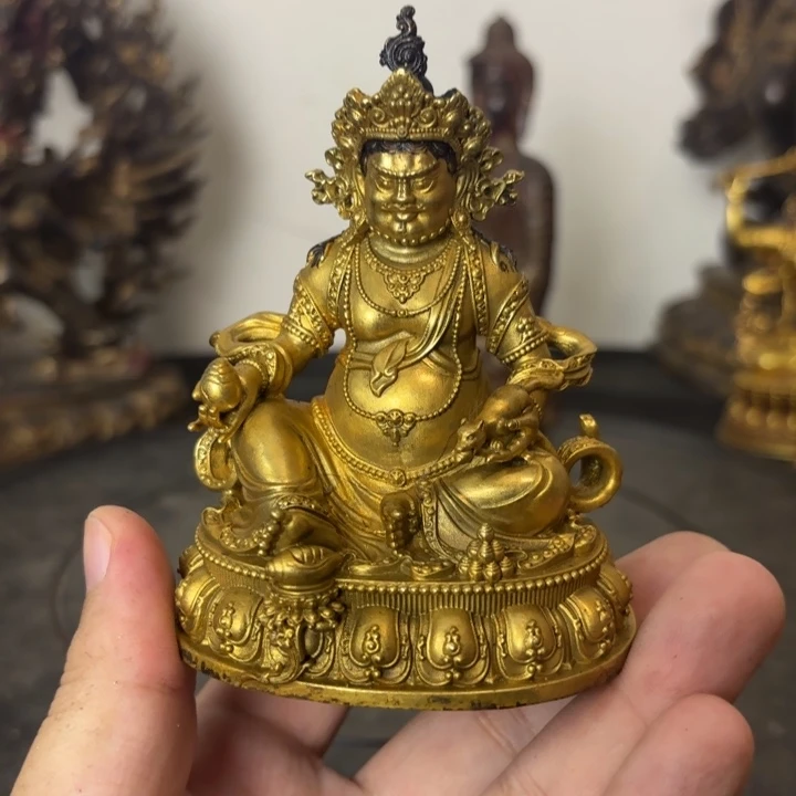 黄财神藏佛黄铜摆件