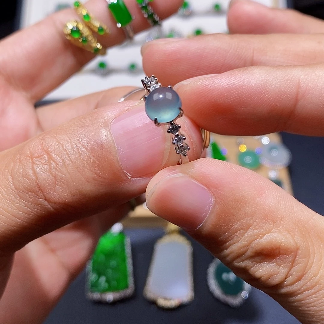 银S925镶嵌戒指翡翠戒指