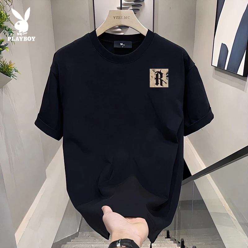 花花公子2025新款夏季半袖休闲高档男士短袖T恤体恤潮牌百搭上衣T