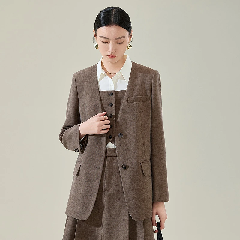 【小余专属】MOFAN摩凡春新款摩卡棕西装MBU475027