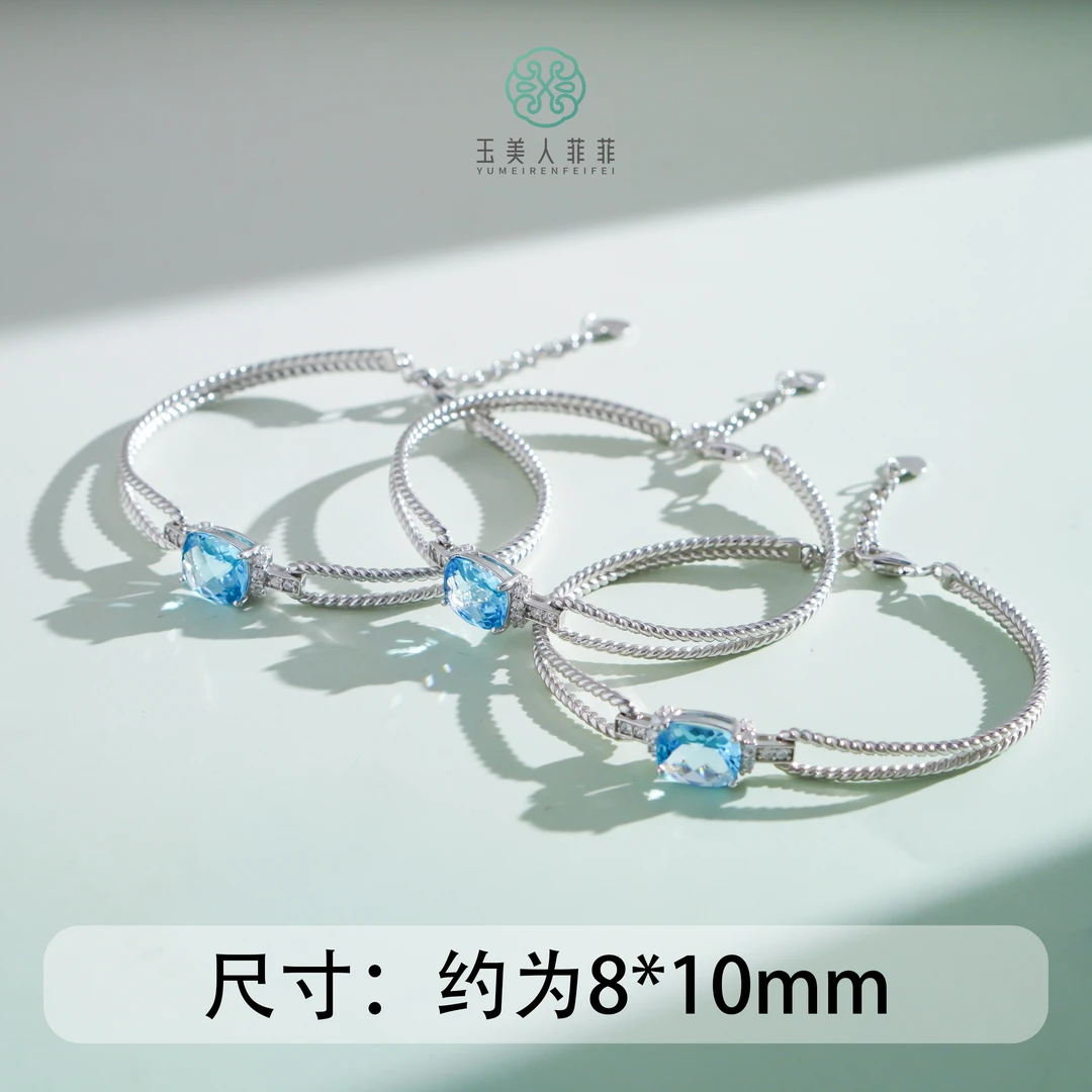 珠光宝气*托帕石蛋面手链约8*10mm*多样性发一