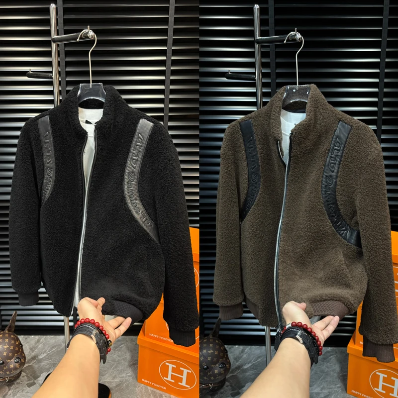 【清澈男装轻奢出品】L25185/QNCH/100％羊毛拼皮加厚【羊毛内胆】外套