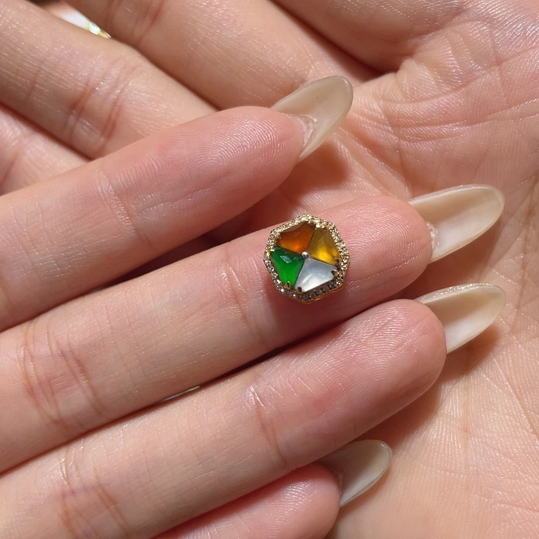 翡翠18K金镶嵌吊坠(不含链)