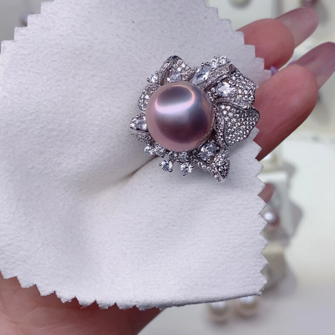 戒指银S925镶嵌淡水珍珠R***_