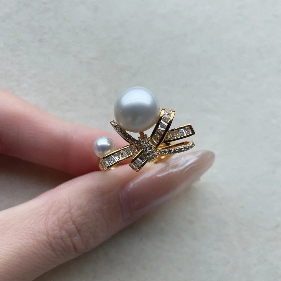 戒指55海水珍珠银S925镶嵌