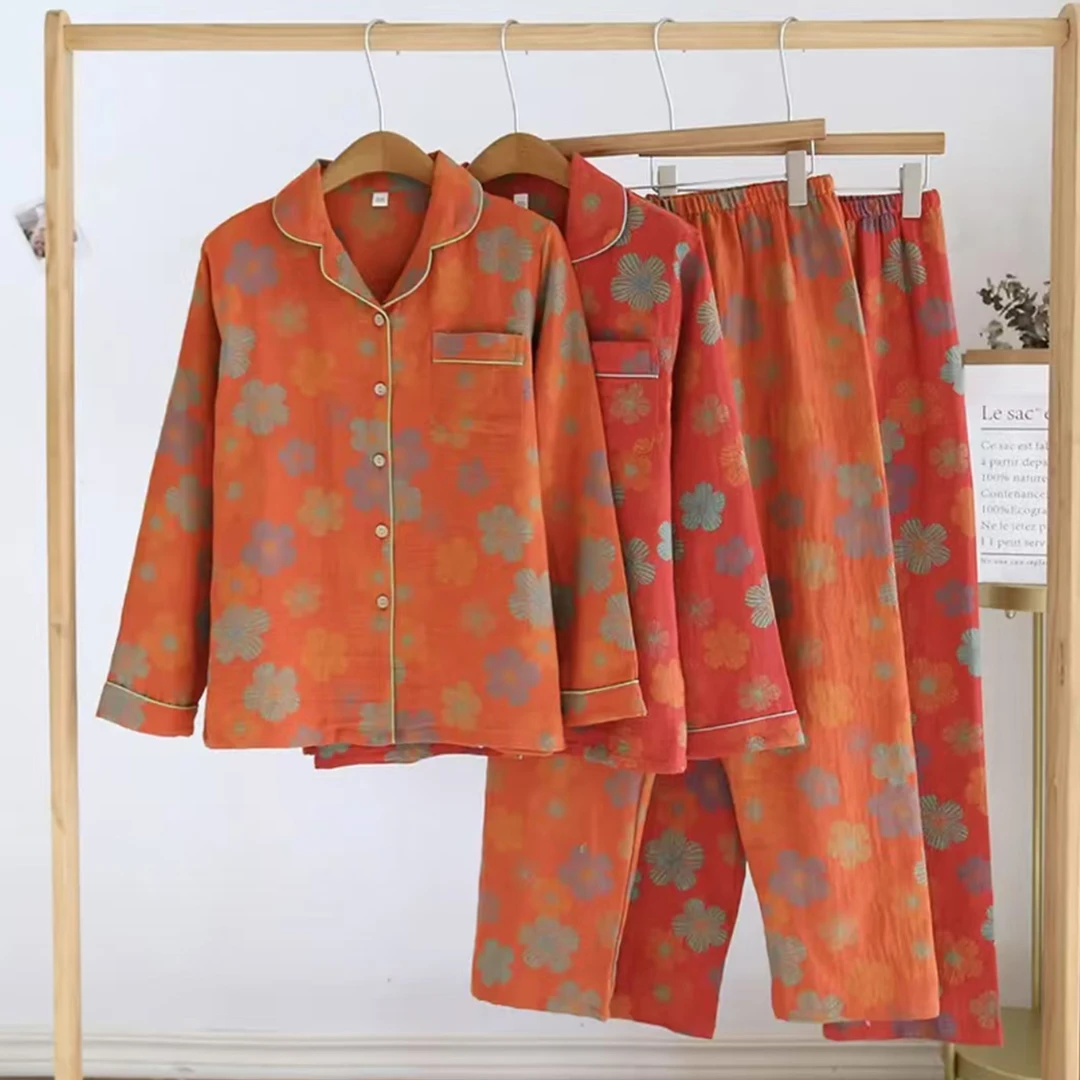 高颜值软糯亲肤植物花卉舒适透气翻领时尚家居套装春秋C-CL548