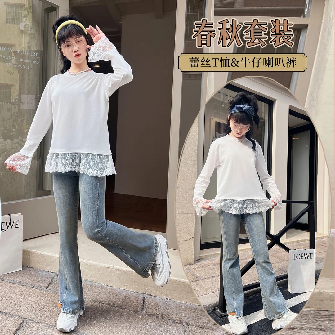 女童春装2025新款爆款套装女孩时尚洋气中大童韩版百搭休闲宽松