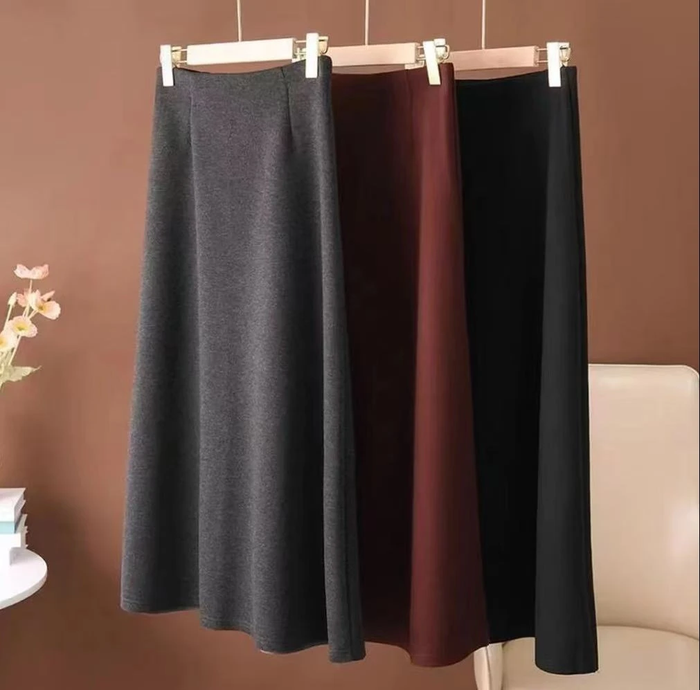 【高品质】醋酸羊毛半身裙秋冬2025新款加绒加厚高腰显瘦气质大摆裙