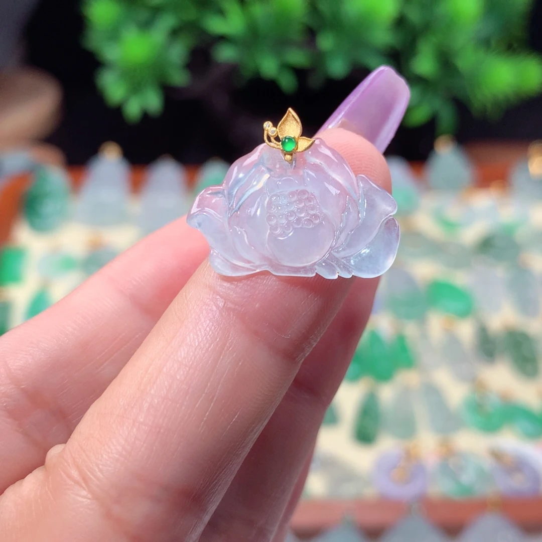 翡翠吊坠(不含链)18K金镶嵌