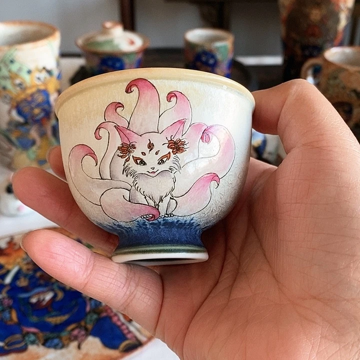手工手绘可爱九尾福利杯杯