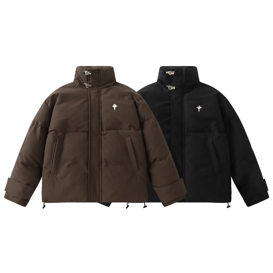 EZEK美式复古短款百搭休闲冬季宽松棉服棉衣女几何时尚保暖立领