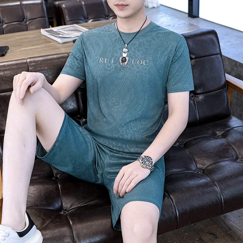 2025新款夏季男士短袖短裤套装时尚潮流两件套薄款休闲运动一套潮