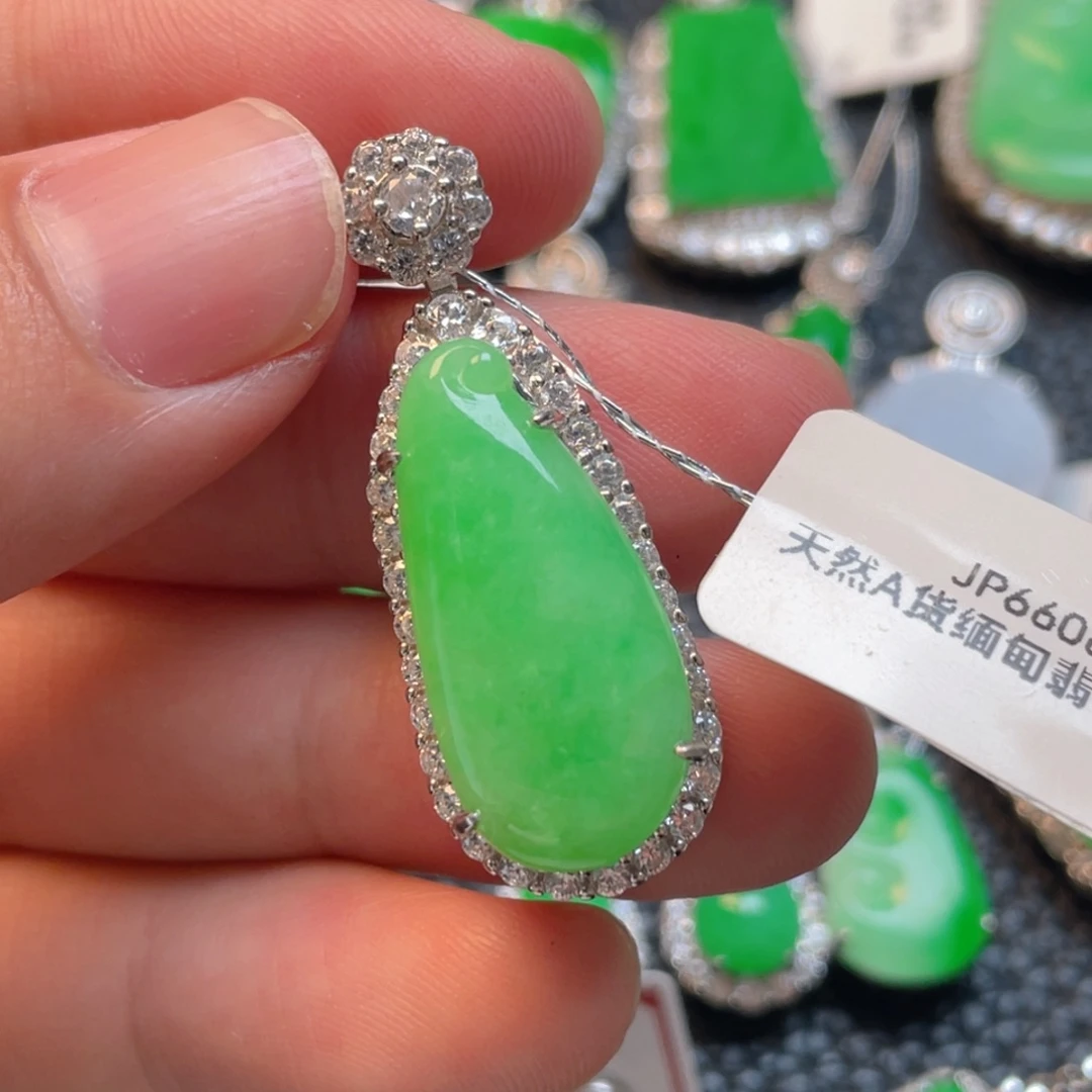 翡翠银S925镶嵌吊坠(不含链)