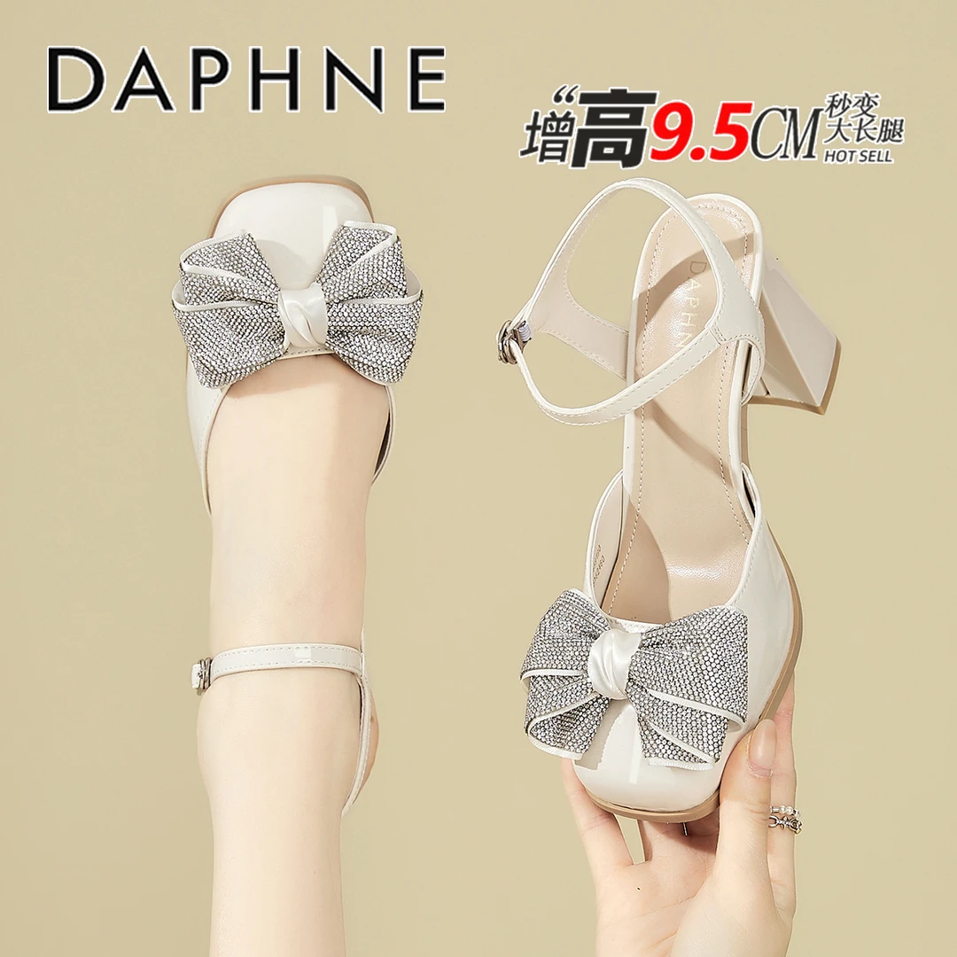 达芙妮法式高跟包头凉鞋女2025新款夏季外穿气质蝴蝶结玛丽珍单鞋