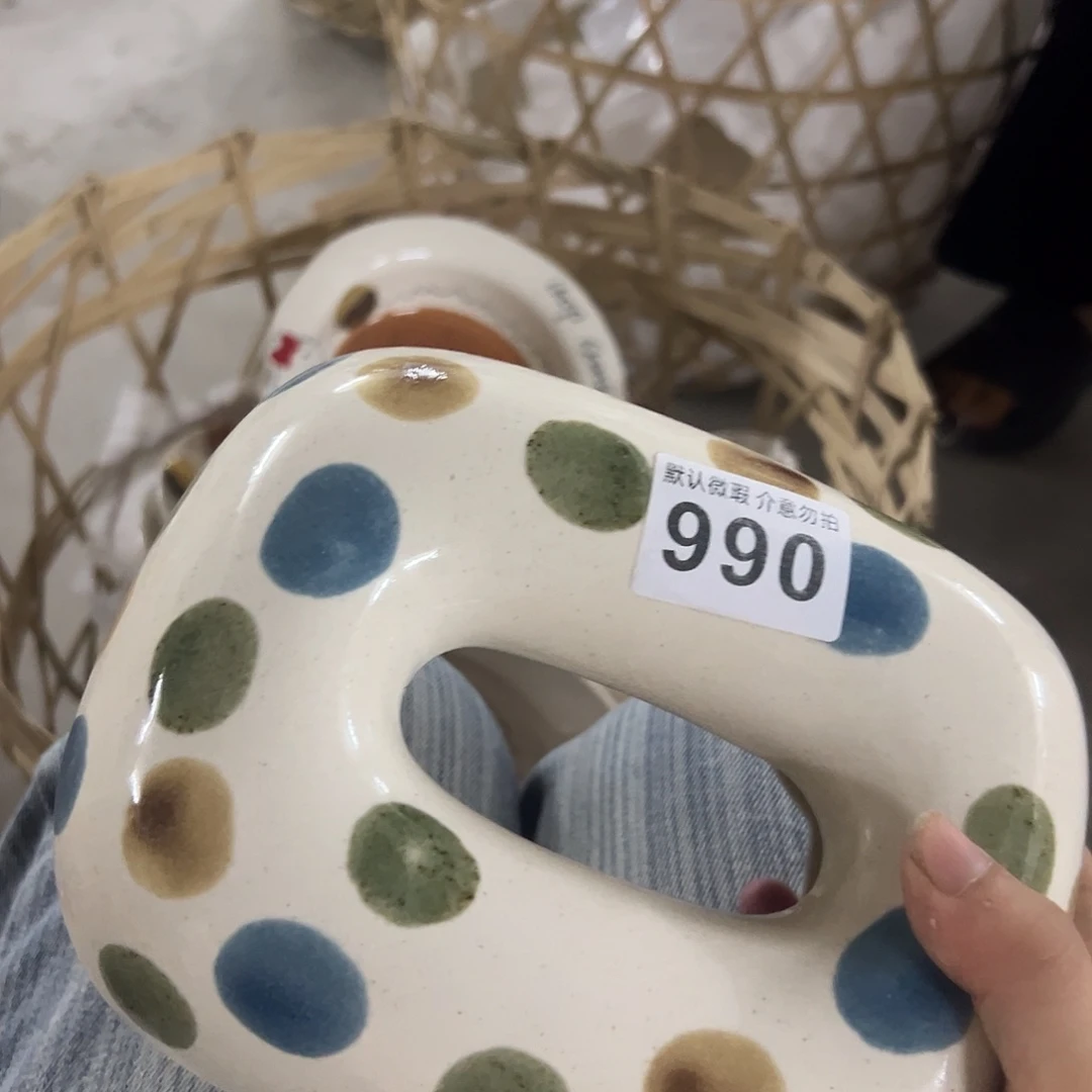 搪瓷微瑕波点纸巾盒一个990