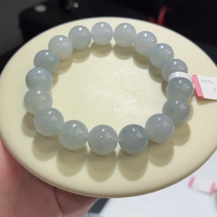 翡翠未镶嵌手链冰胶蓝底飘花卡12