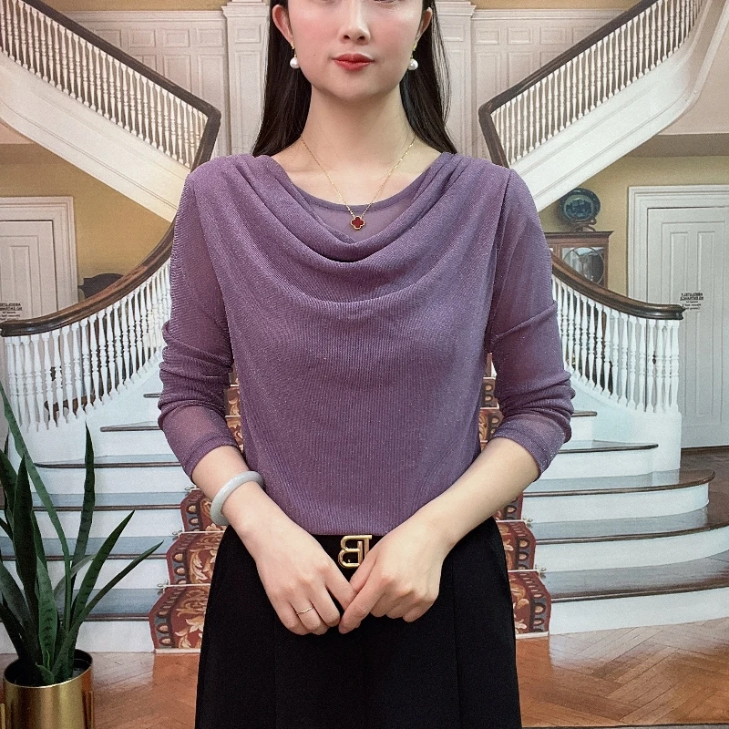 2025年春季新款时尚百搭女装气质显瘦兜兜领女士上衣打底衫08