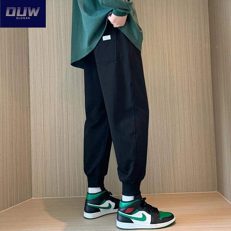 O.U.W秋季休闲裤九分运动裤大码2025新款薄款长裤男士束脚卫裤ins