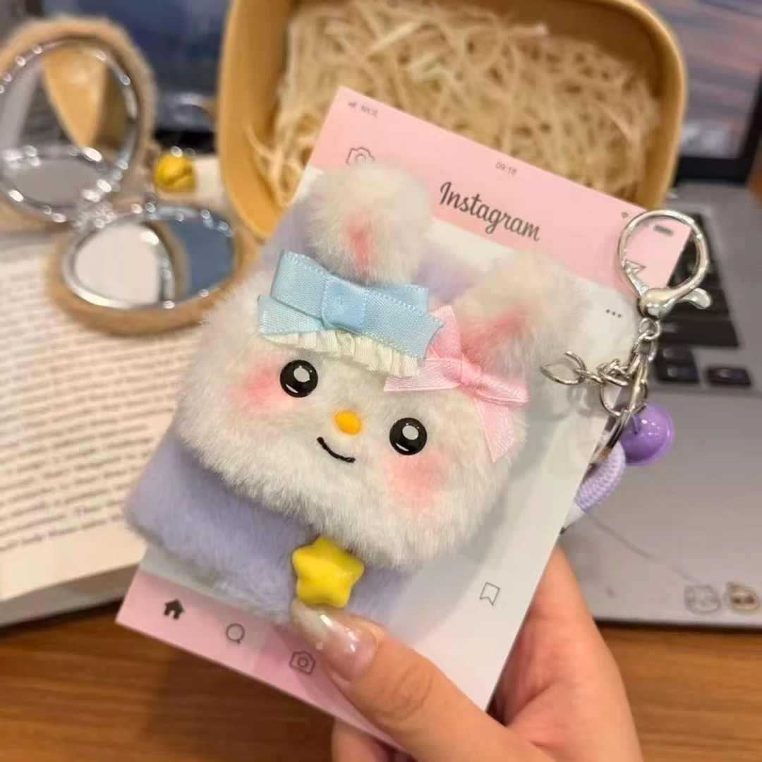 小兔小熊手工diy材料包折叠镜卡通可爱化妆镜随身携带小镜子