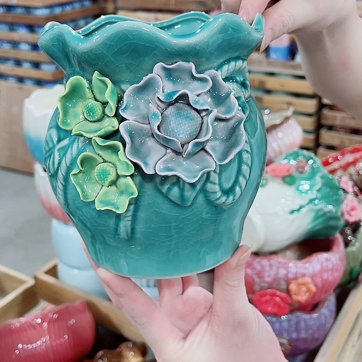 有孔，凑10元包邮陶瓷花盆发货！